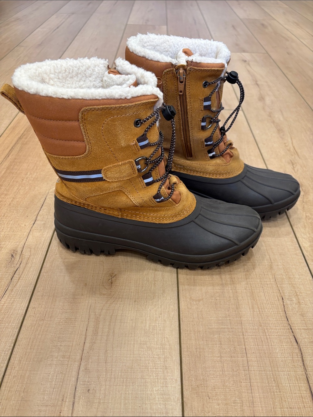 Lands' End Kids Tan and Brown Waterproof Winter Boots